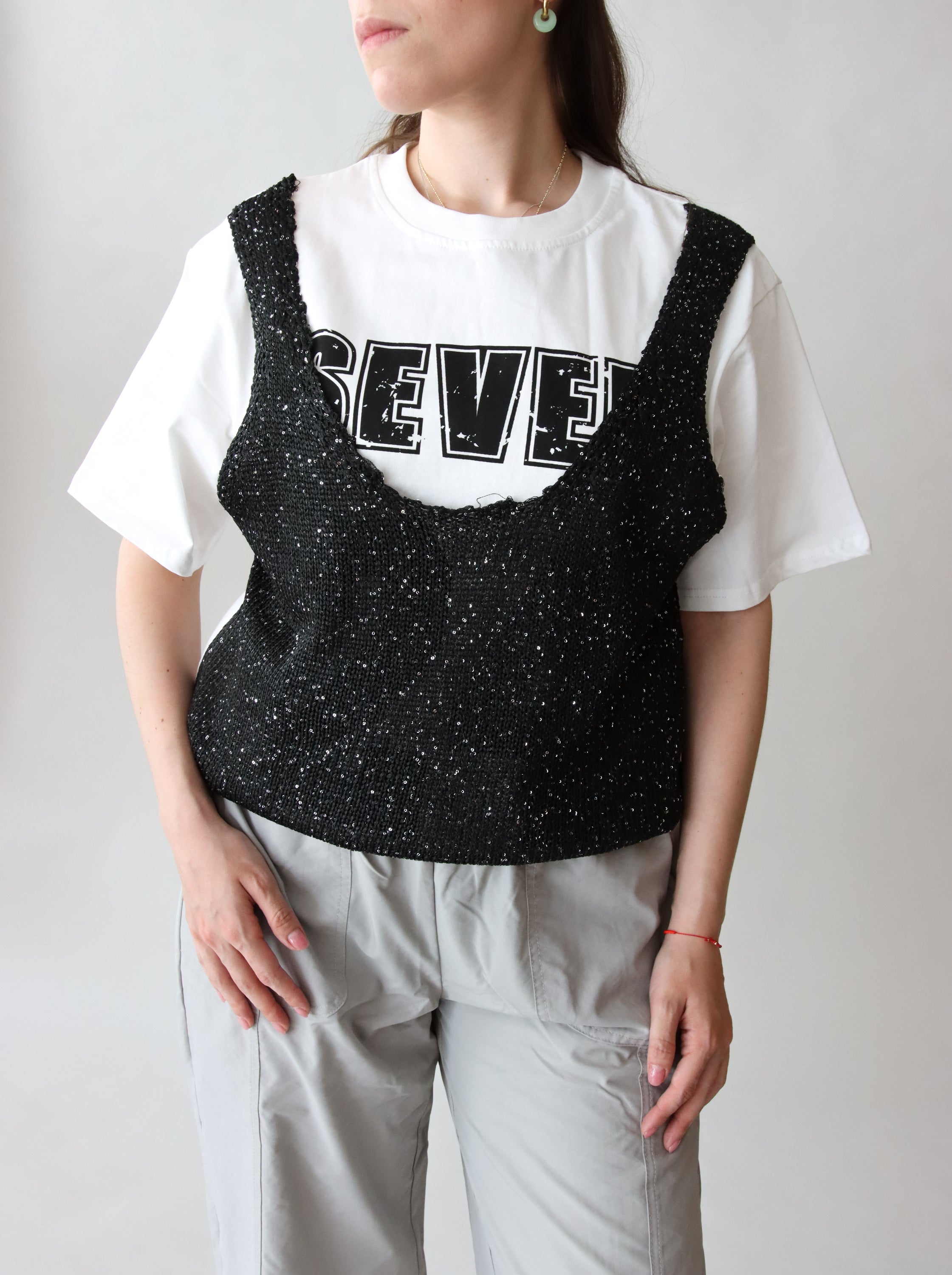Blusa Blanca con top de lentejuelas