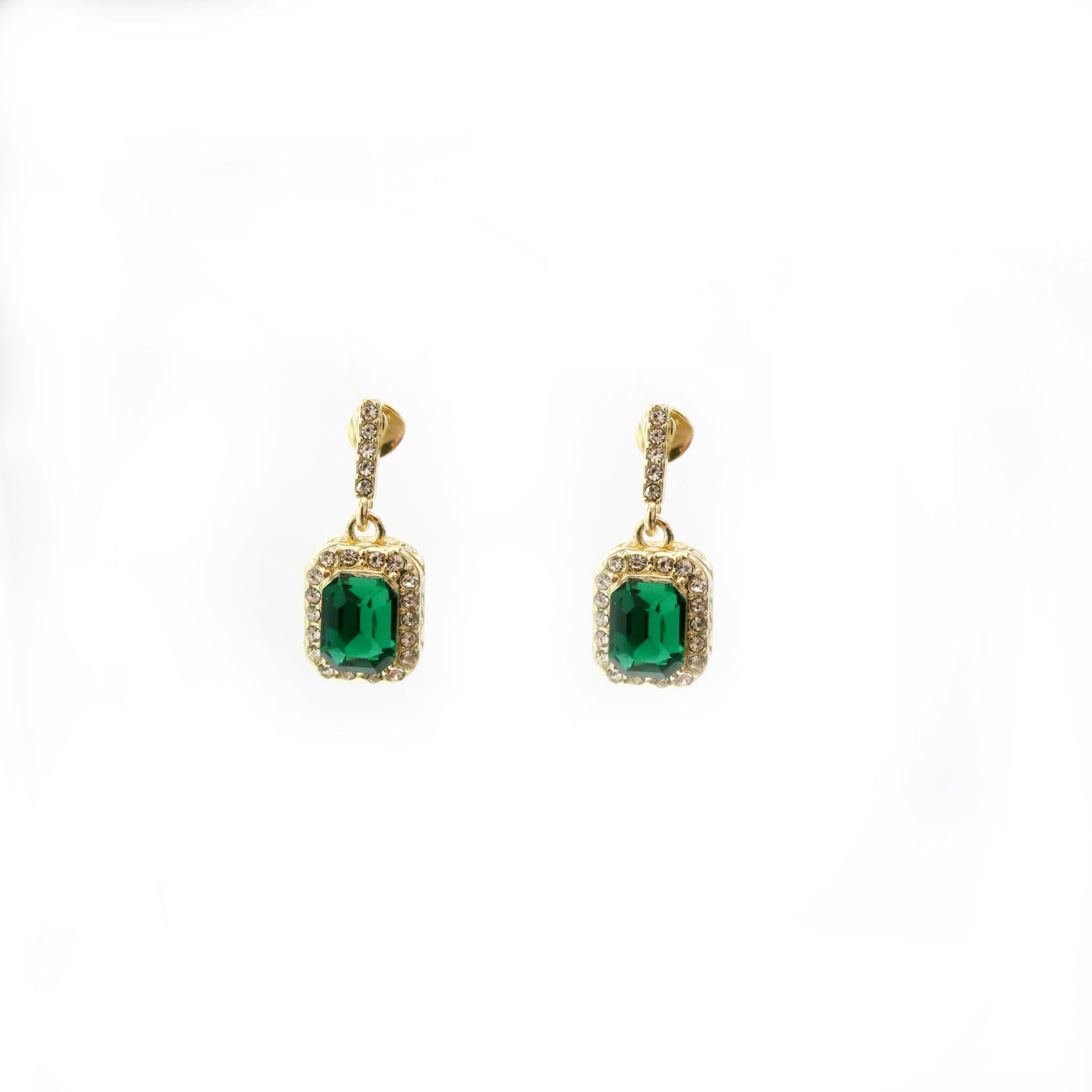 Aretes Destello Verde en Marco de Cristales Luminosos