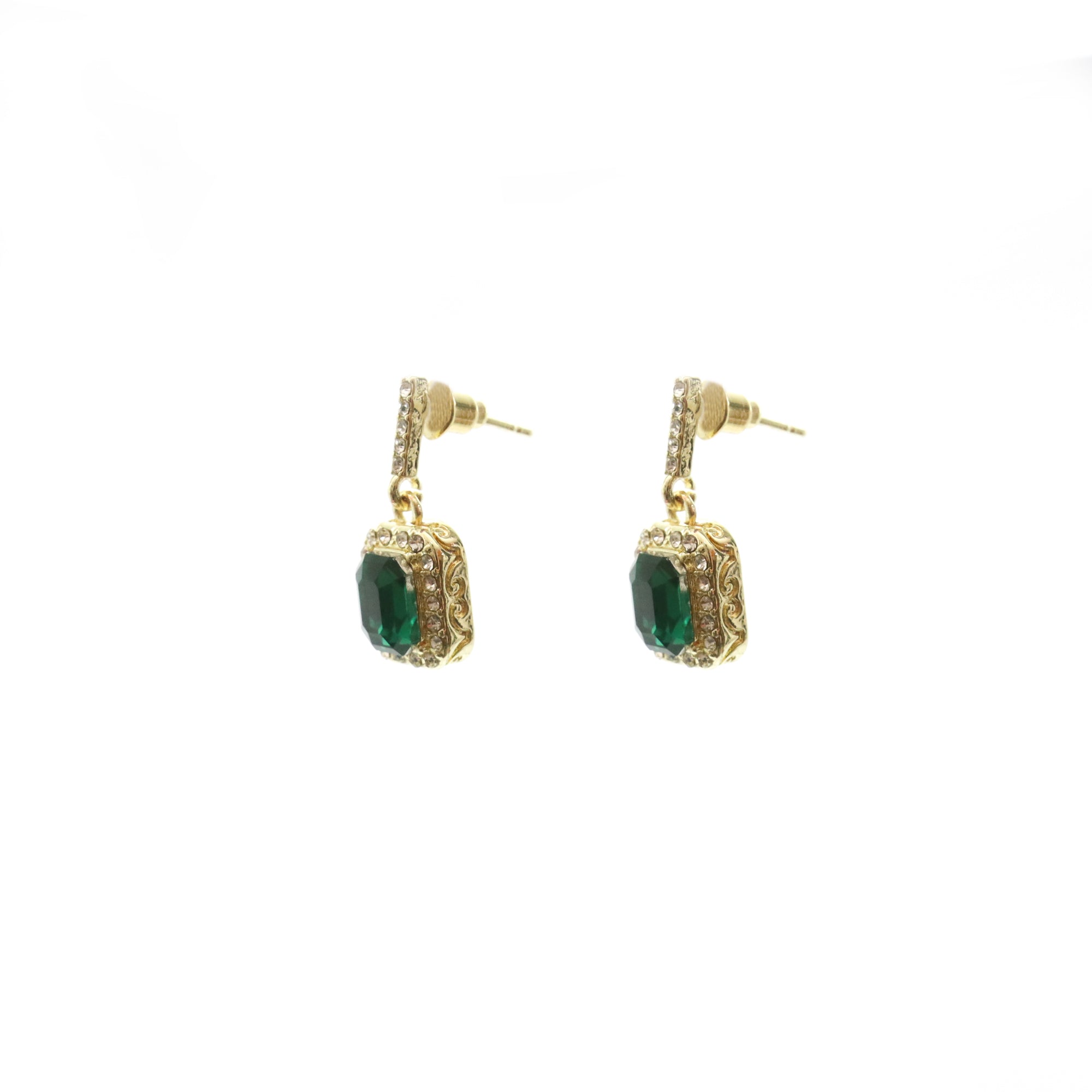 Aretes Destello Verde en Marco de Cristales Luminosos