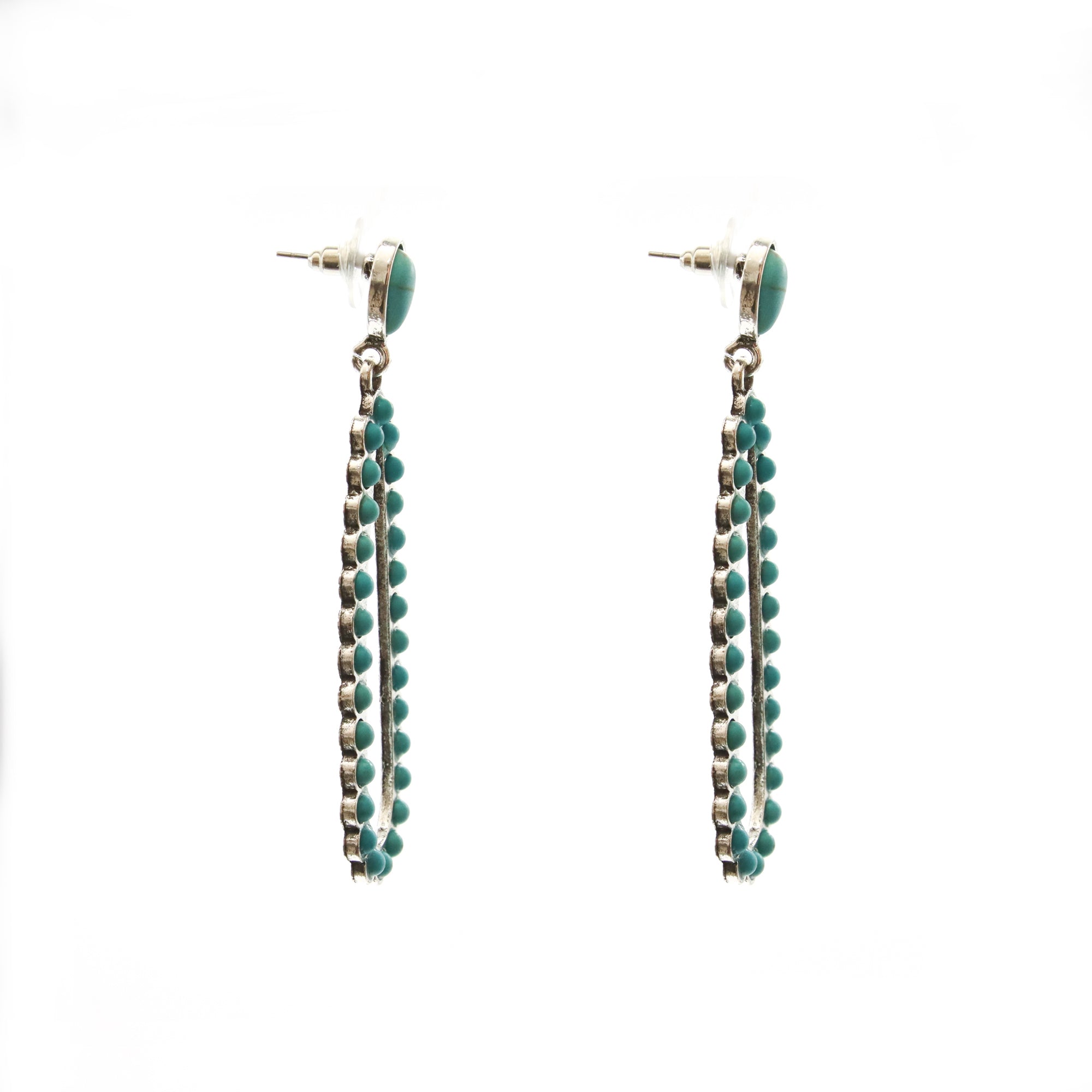 Aretes Cascada Turquesa en Diseño Filigrana