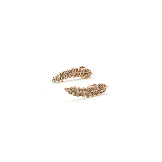 Aretes Hoja de Roble Cristalina en Tonos Plateado