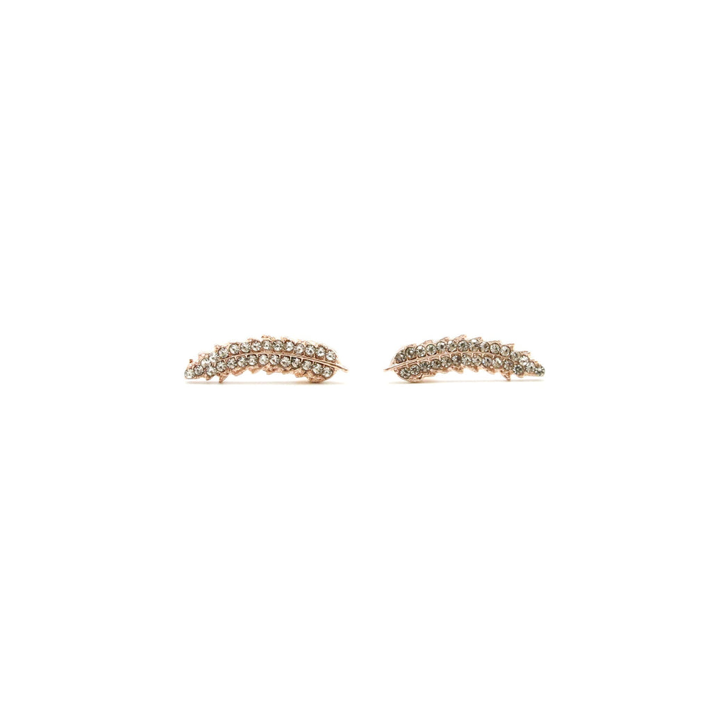 Aretes Hoja de Roble Cristalina en Tonos Plateado