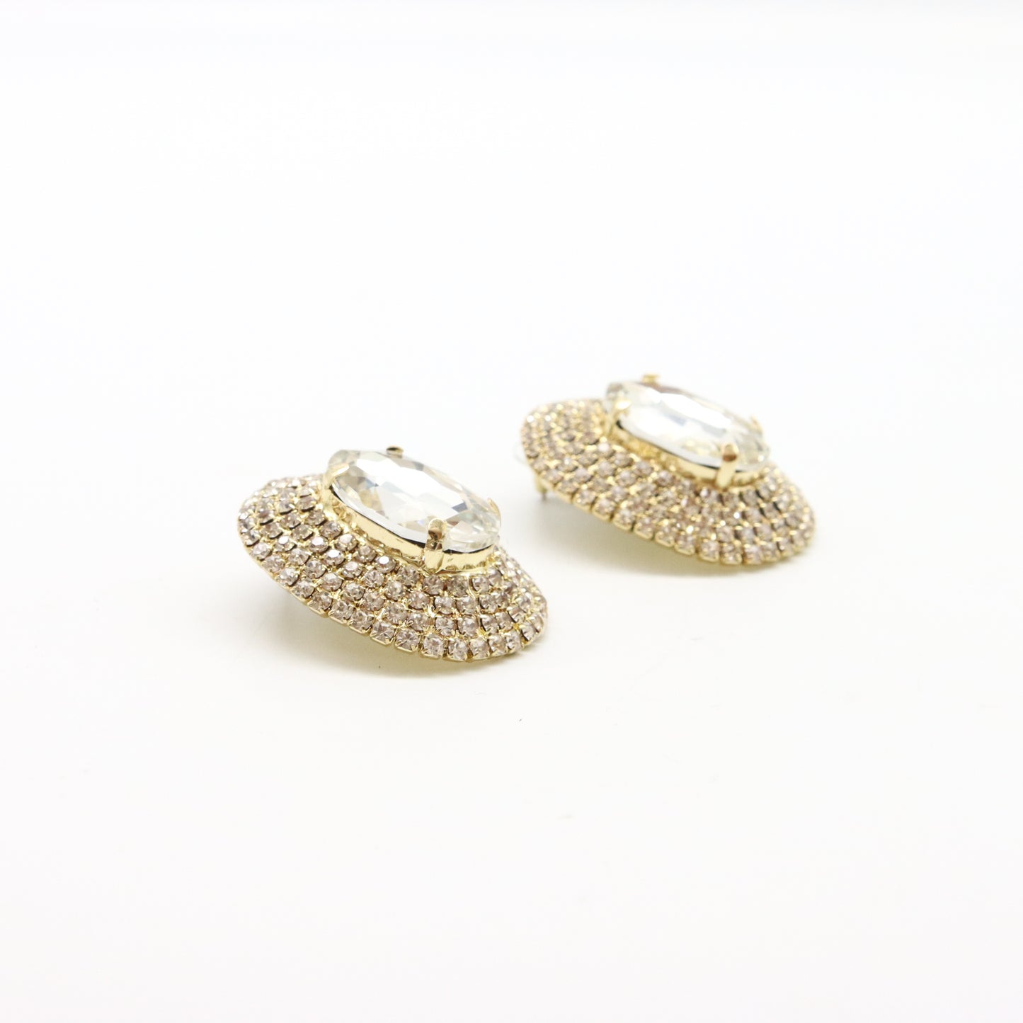 Aretes Circulares Brillantes con Baño de Rodio y Centro de Cristal Facetado