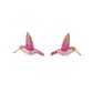 Aretes Volátiles Colibrí con Cristales Rosas y Dorados