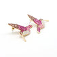 Aretes Volátiles Colibrí con Cristales Rosas y Dorados