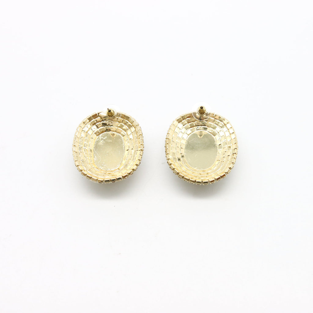 Aretes Circulares Brillantes con Baño de Rodio y Centro de Cristal Facetado