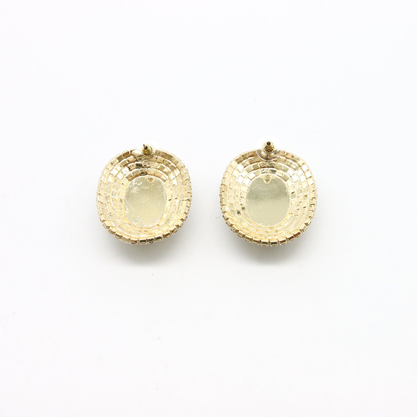 Aretes Circulares Brillantes con Baño de Rodio y Centro de Cristal Facetado