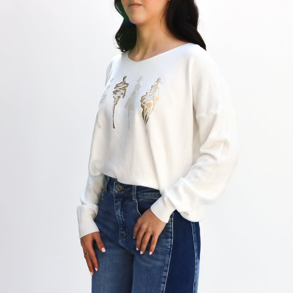 Suéter Figuras Blanco
