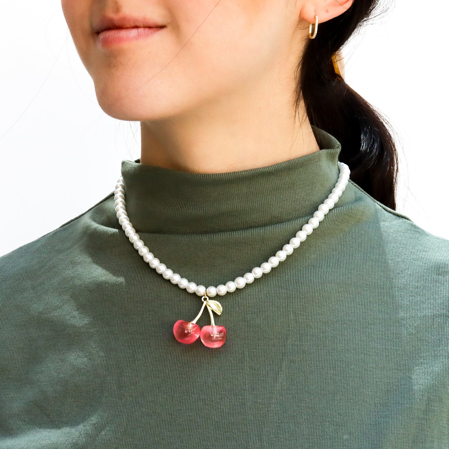 Collar de Perlas Chicas con Cerecitas Rosas