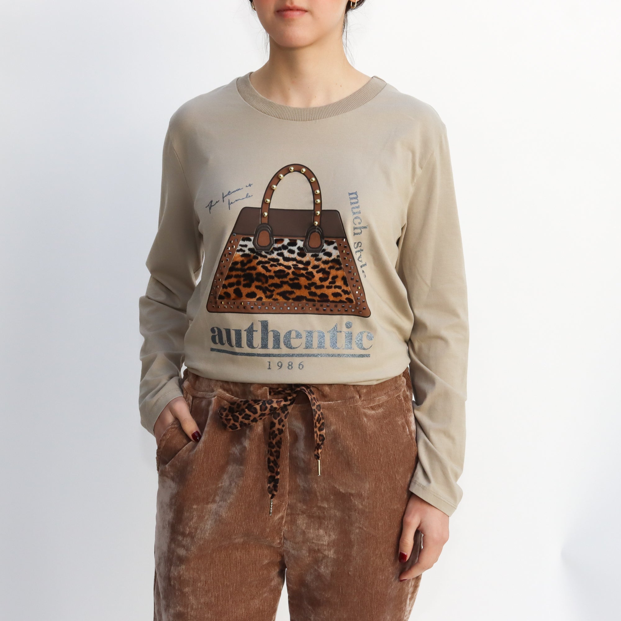 Blusa Beige Estampado bolsa animal print
