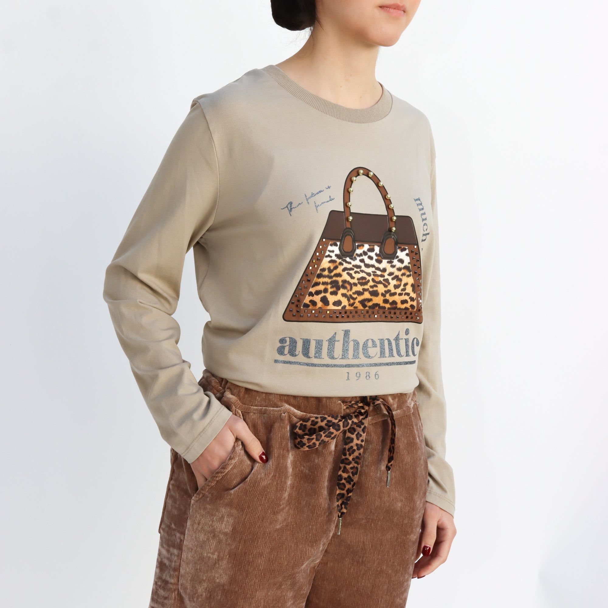 Blusa Beige Estampado bolsa animal print