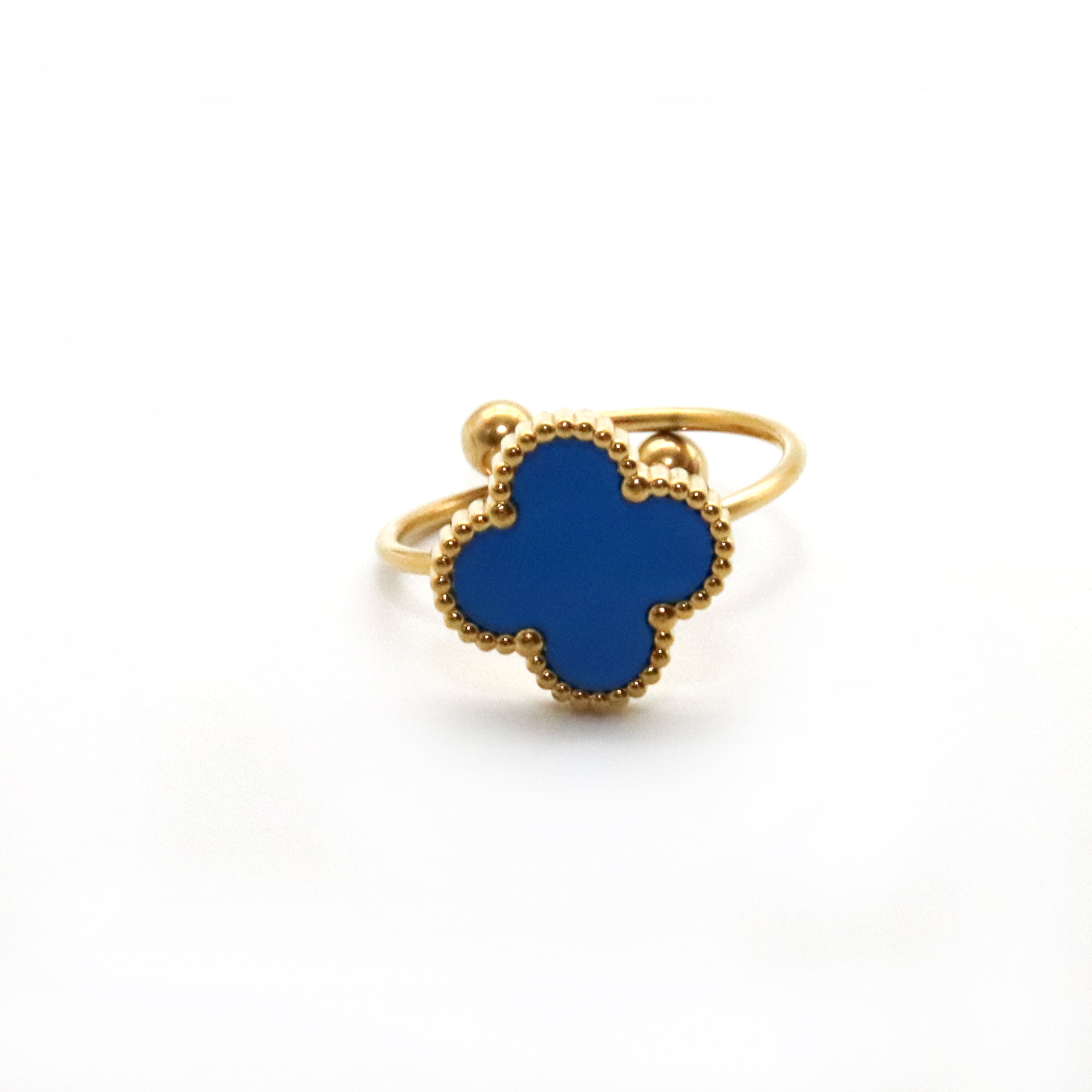 Set anillo, pulsera y arete Flor azul