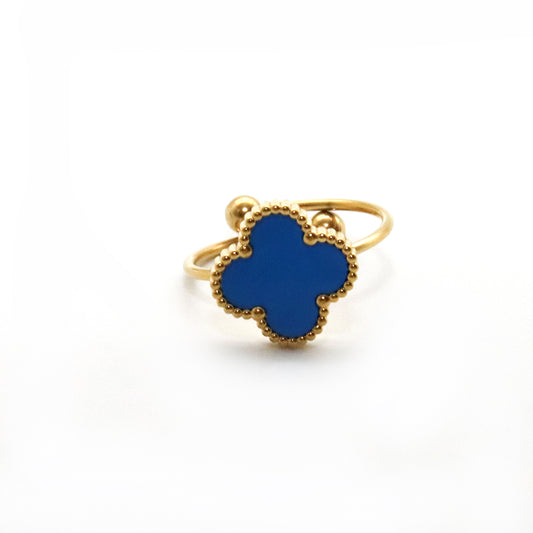 Set anillo, pulsera y arete Flor azul