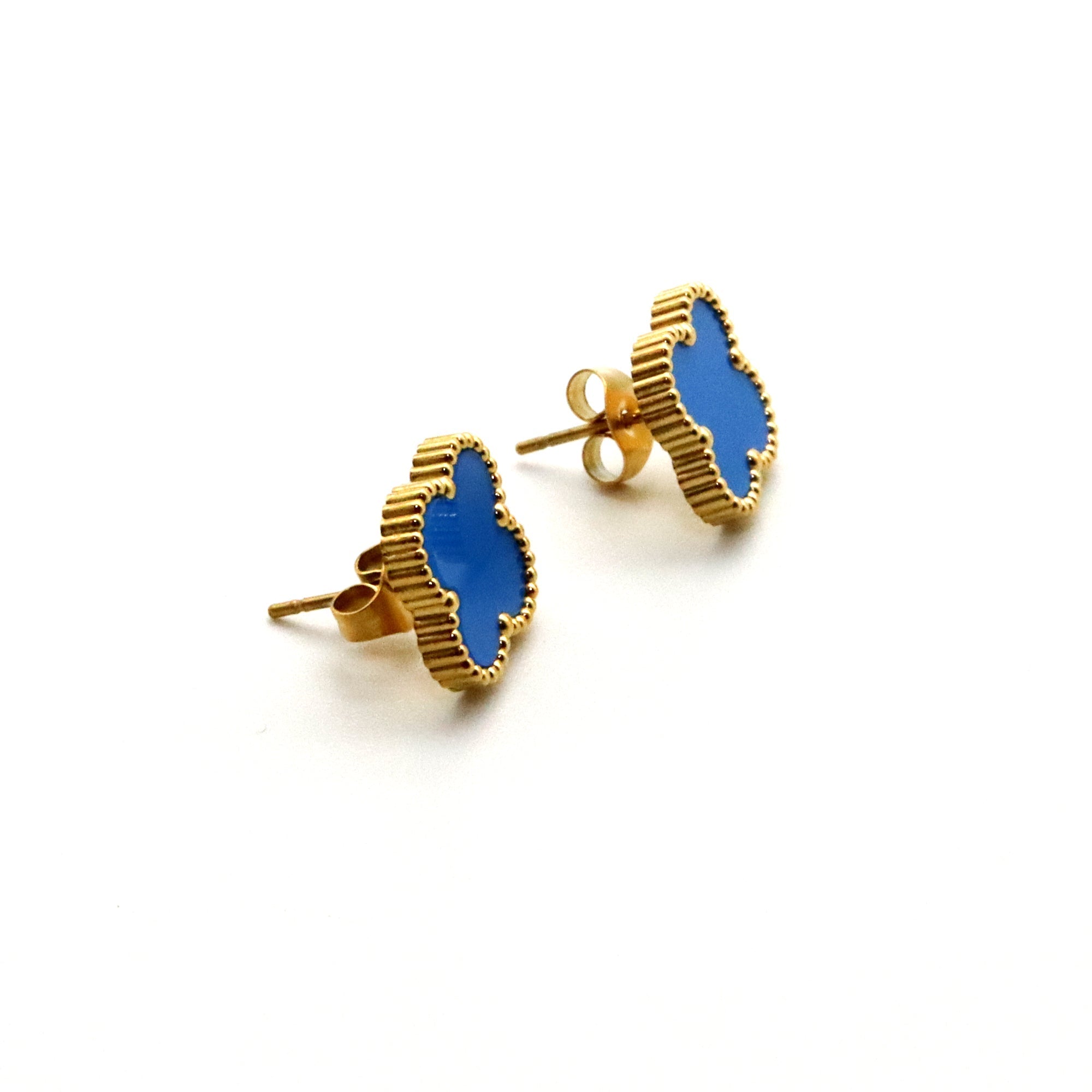Set anillo, pulsera y arete Flor azul