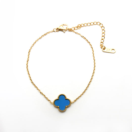 Set anillo, pulsera y arete Flor azul