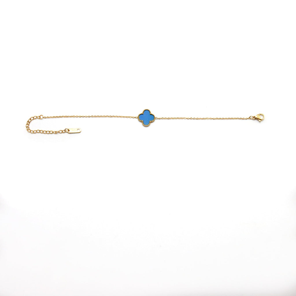 Set anillo, pulsera y arete Flor azul