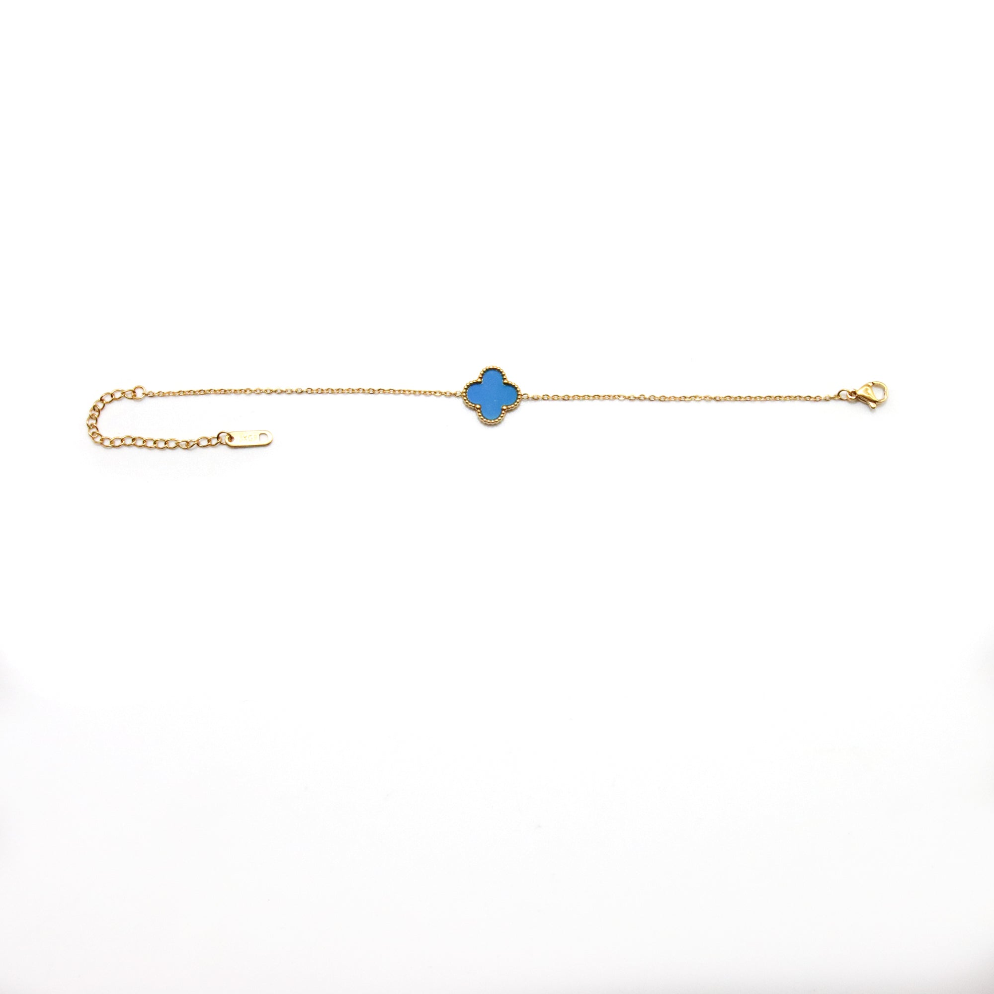 Set anillo, pulsera y arete Flor azul