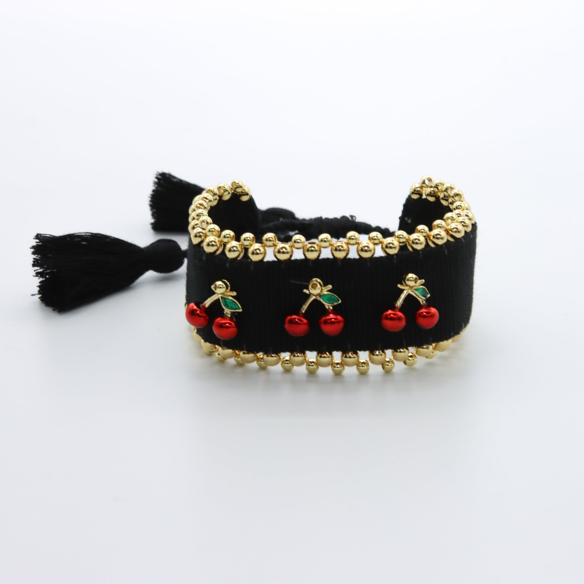 Pulsera Negra con Cerezas