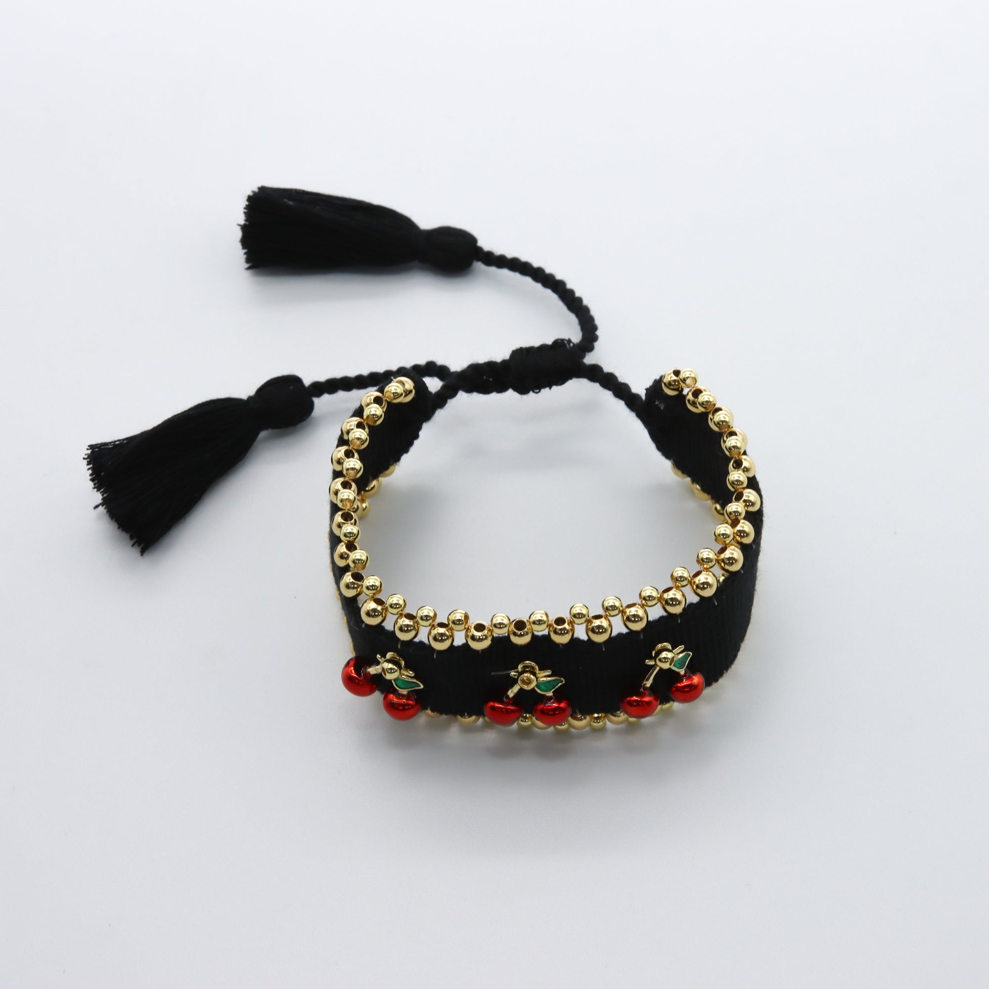 Pulsera Negra con Cerezas