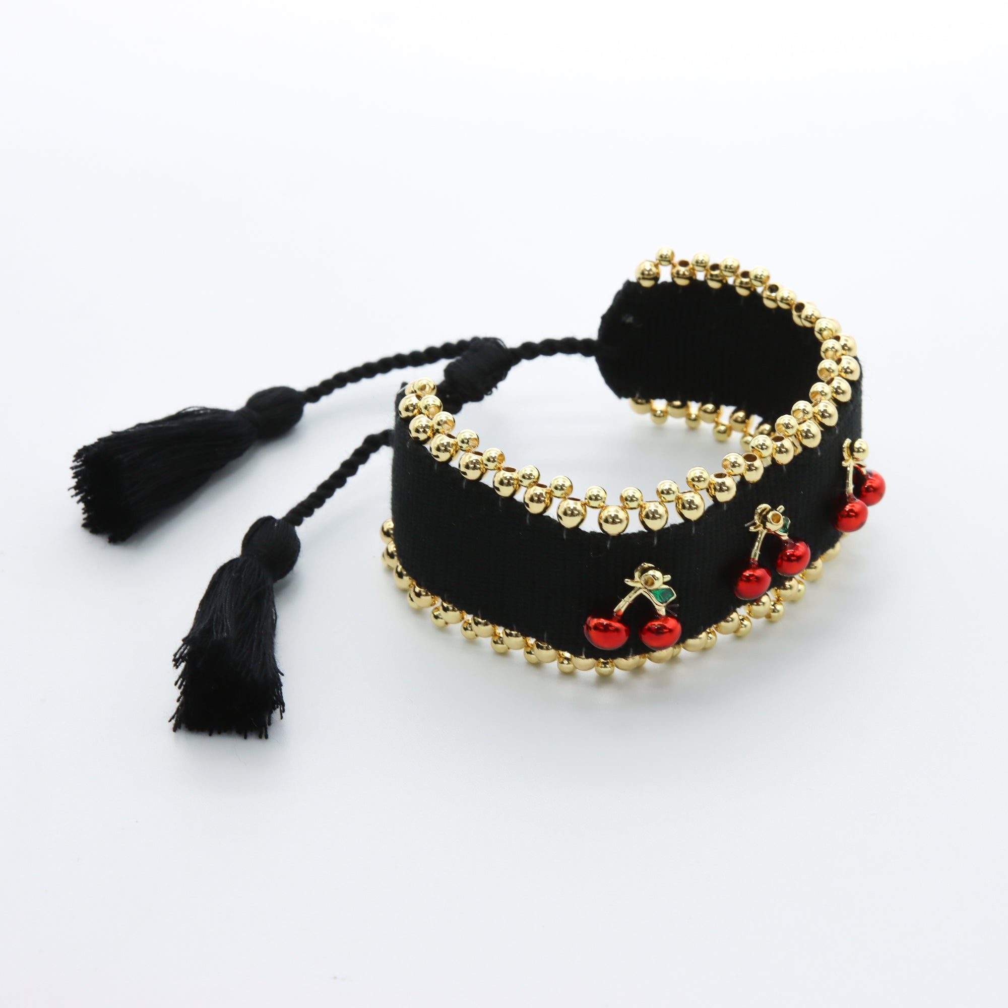 Pulsera Negra con Cerezas