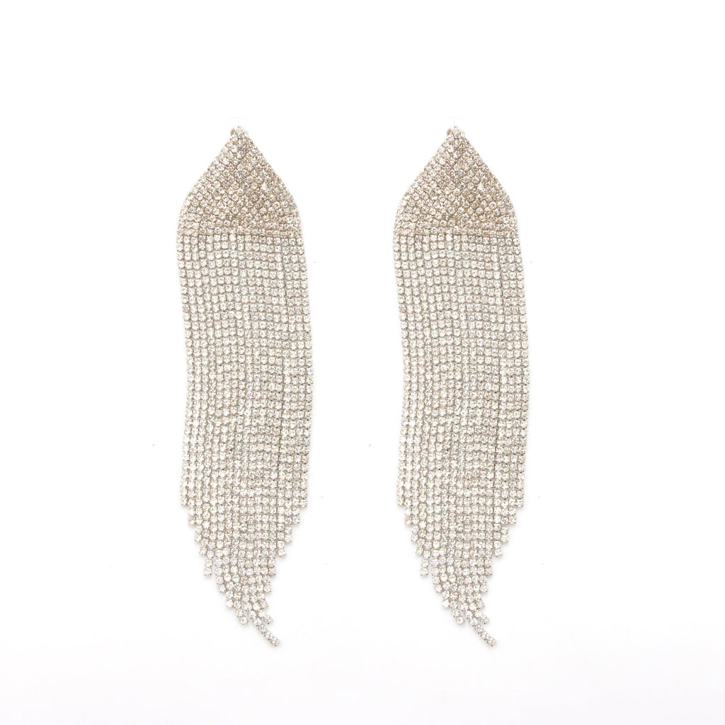 Aretes Cascada Triangular Oro y Plata