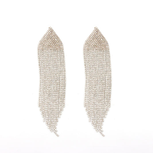 Aretes Cascada Triangular Oro y Plata