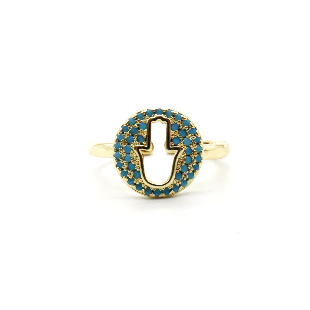 Anillo Dorado Mano de Hamsa