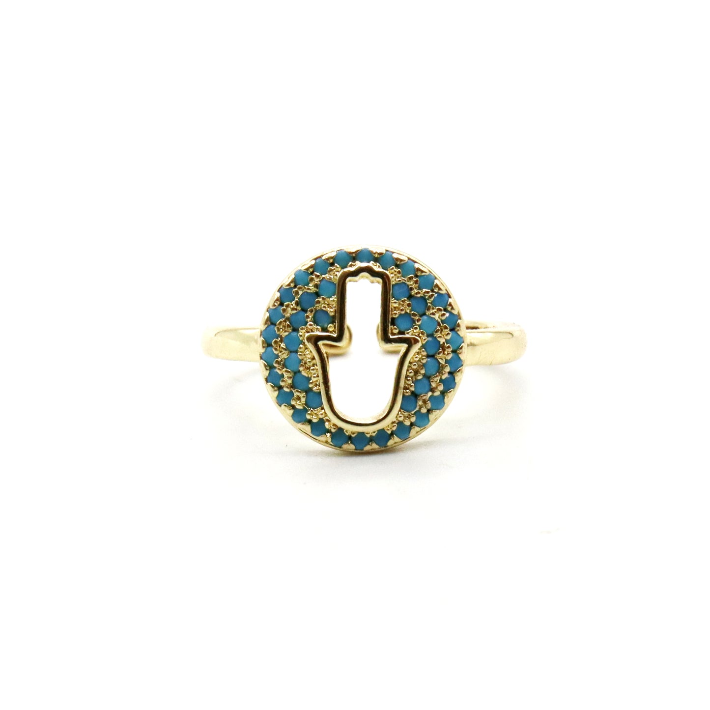 Anillo Dorado Mano de Hamsa