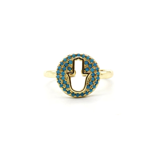 Anillo Dorado Mano de Hamsa