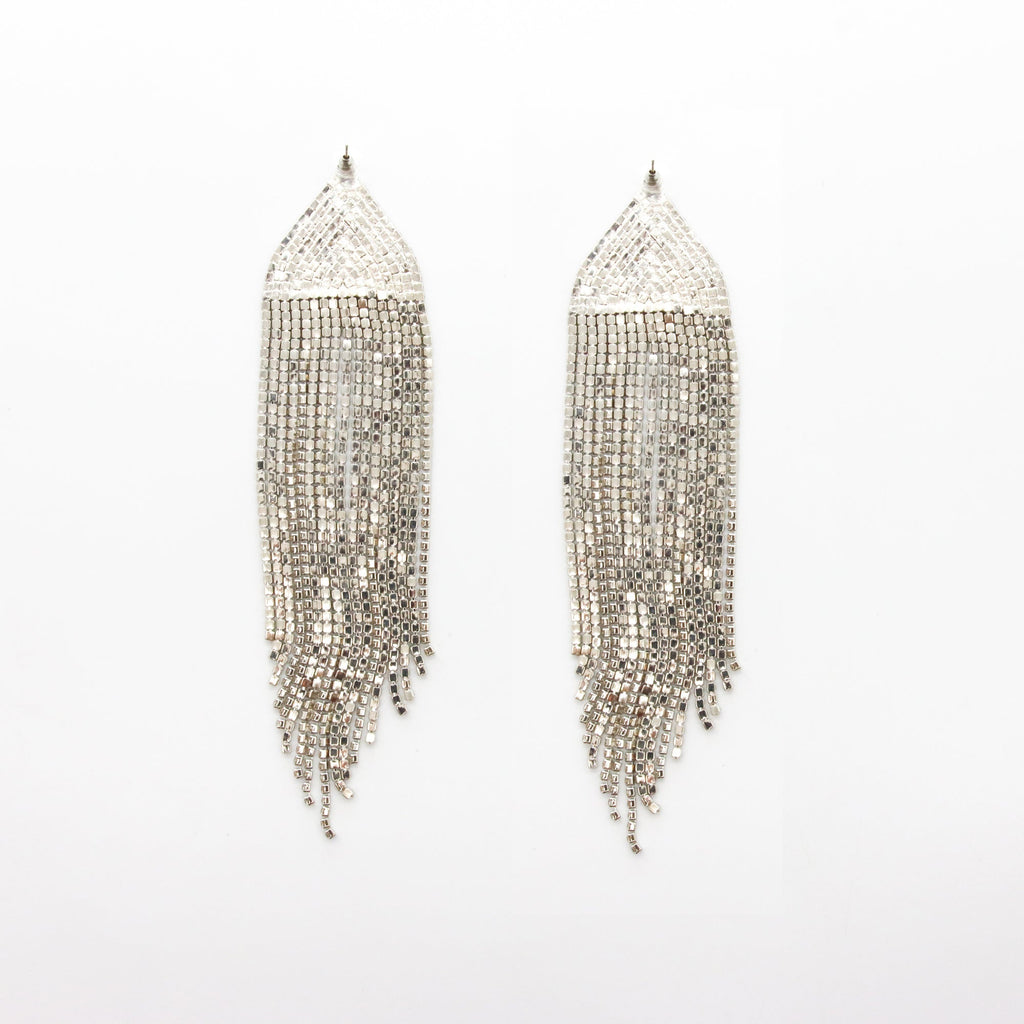 Aretes Cascada Triangular Oro y Plata