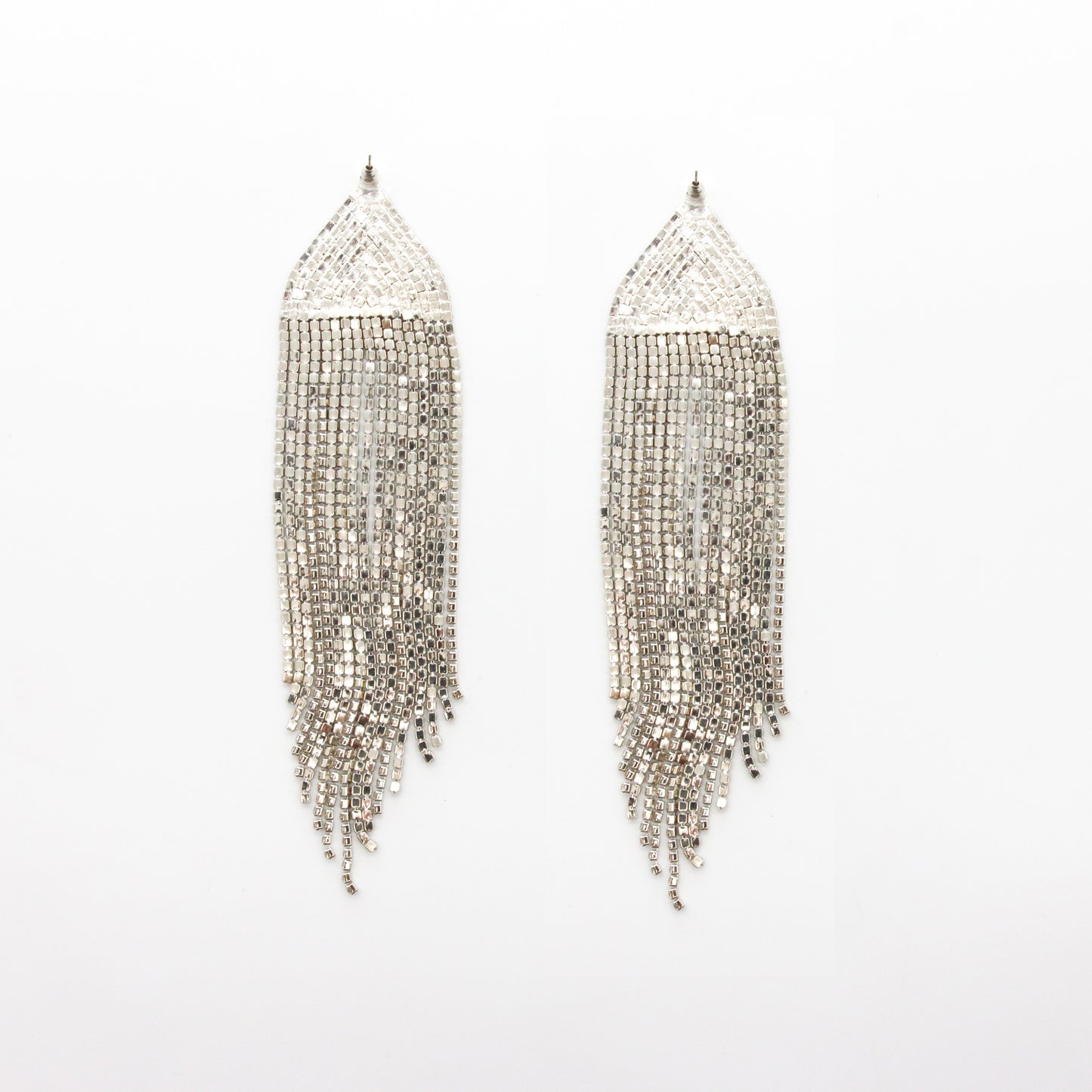 Aretes Cascada Triangular Oro y Plata