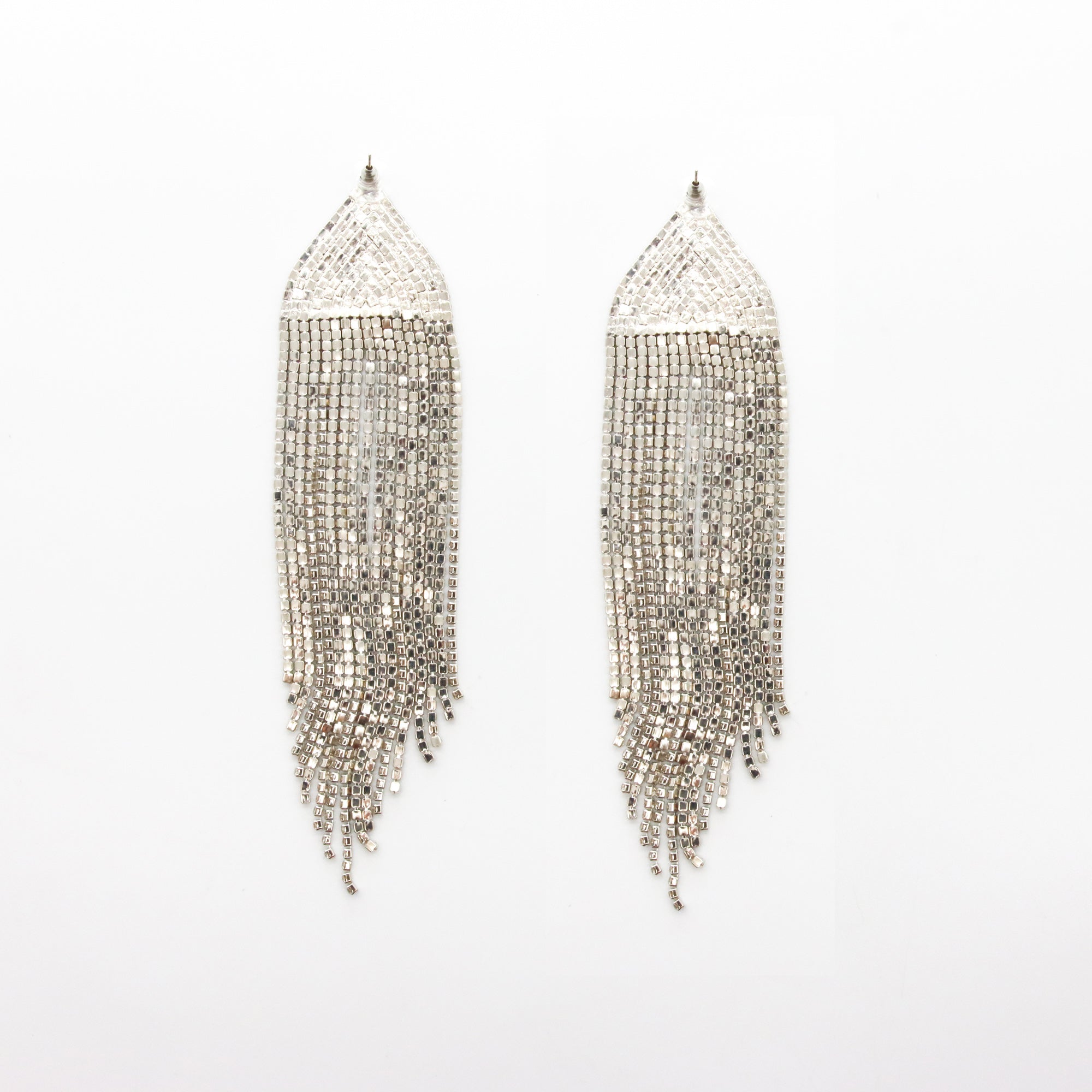 Aretes Cascada Triangular Oro y Plata