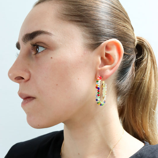 Aretes Arcoíris con Cristales Multicolor