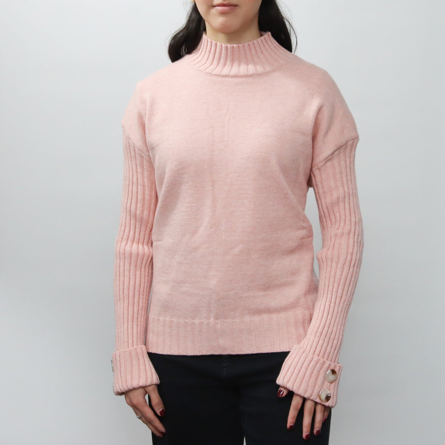 Conjunto Rosa de Punto y Cuello Alto