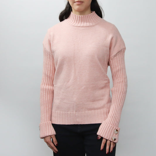 Conjunto Rosa de Punto y Cuello Alto