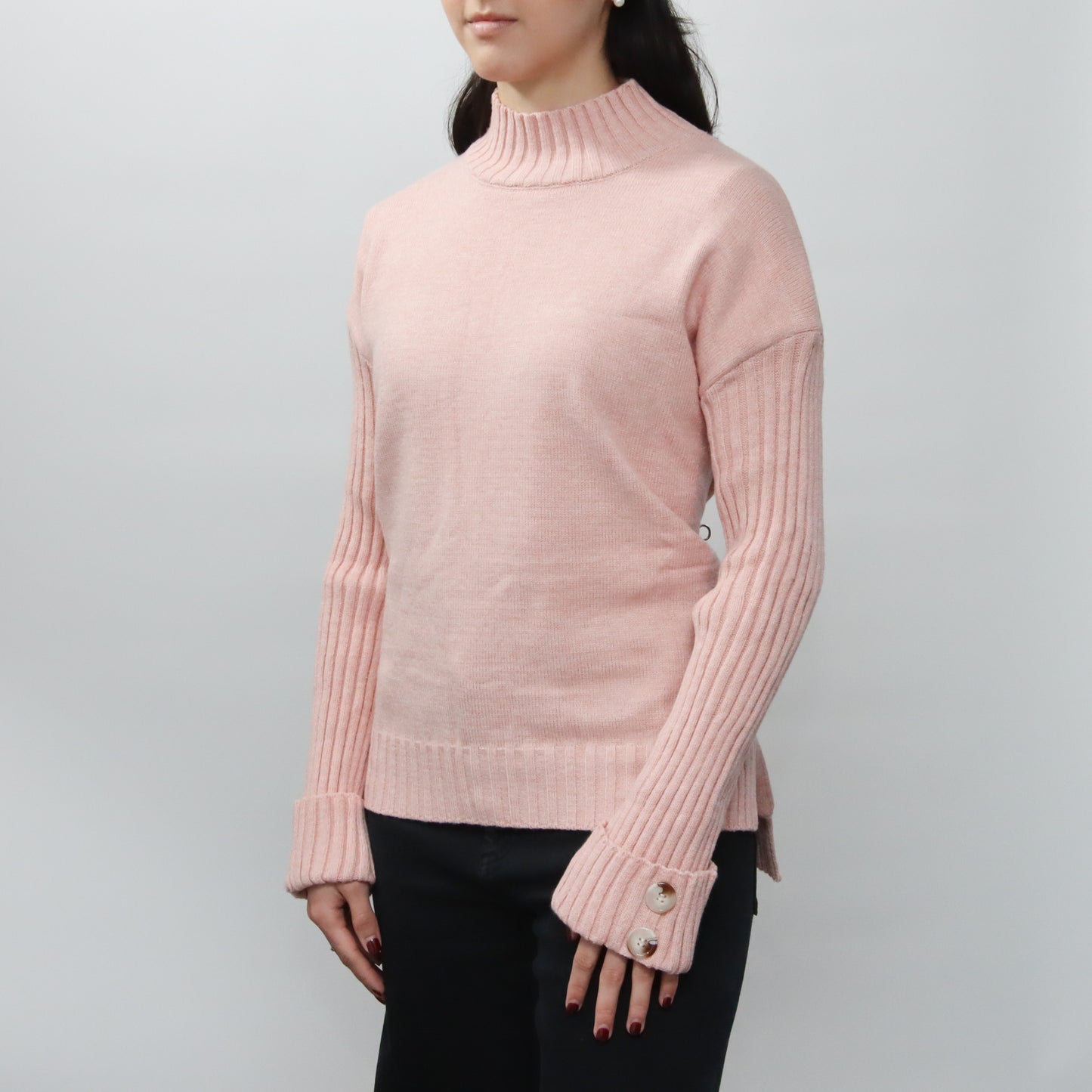 Conjunto Rosa de Punto y Cuello Alto