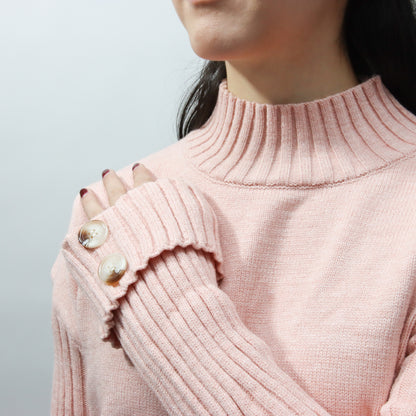Conjunto Rosa de Punto y Cuello Alto