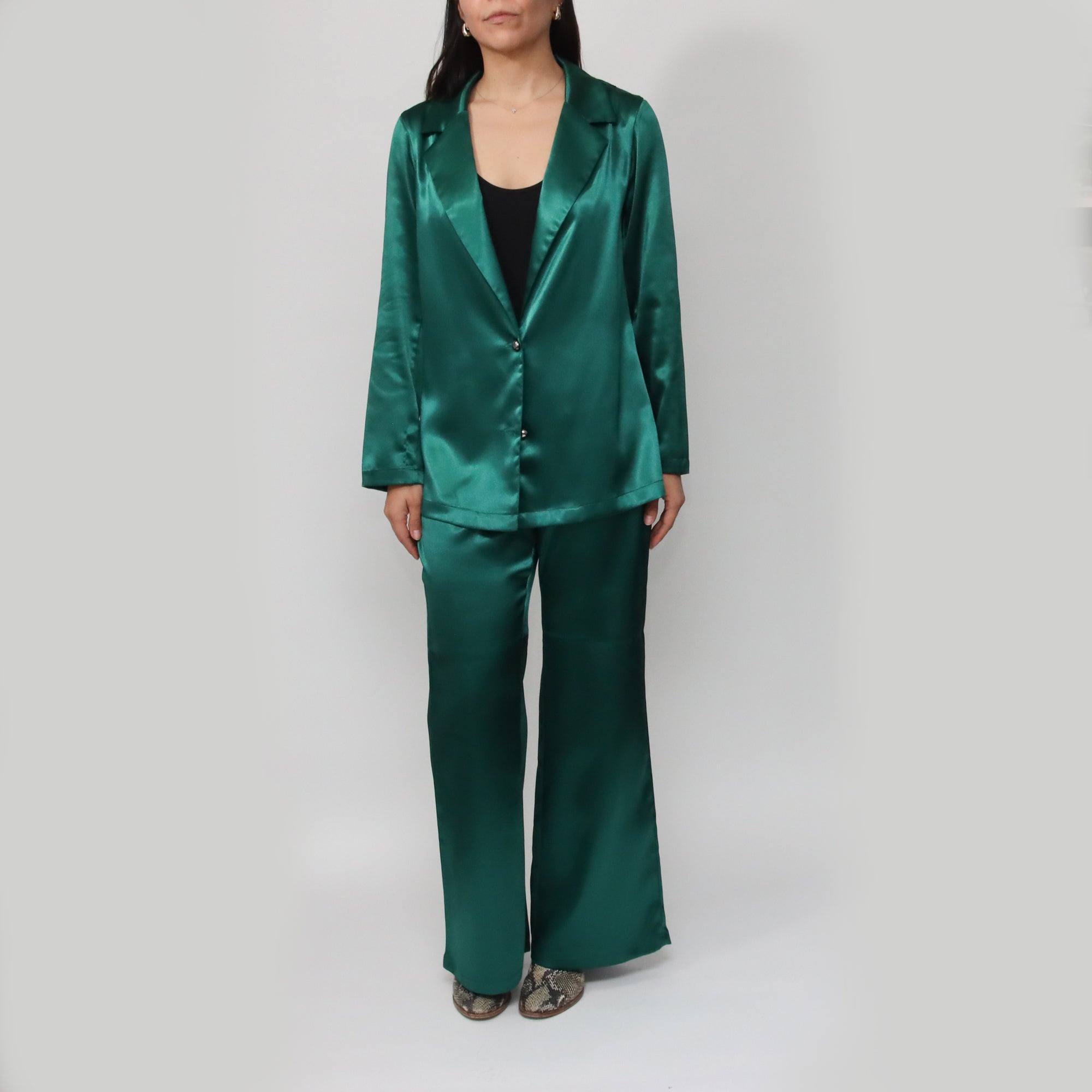 Conjunto Satín Verde